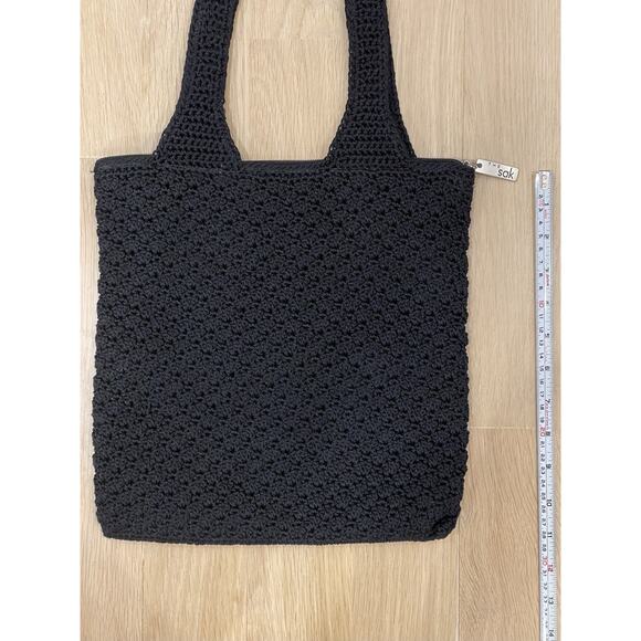 The Sak Black Crochet Handbag Tote Hobo Boho Bag EUC - Picture 5 of 9